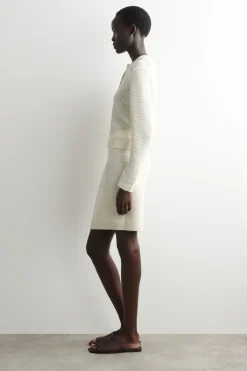 TEXTURED KNITTED COTTON CARDIGAN