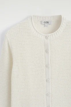 TEXTURED KNITTED COTTON CARDIGAN