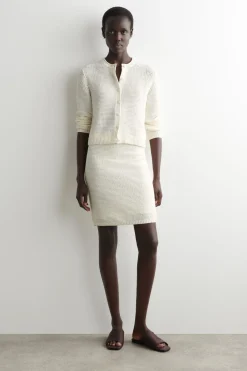 TEXTURED KNITTED COTTON MINI SKIRT