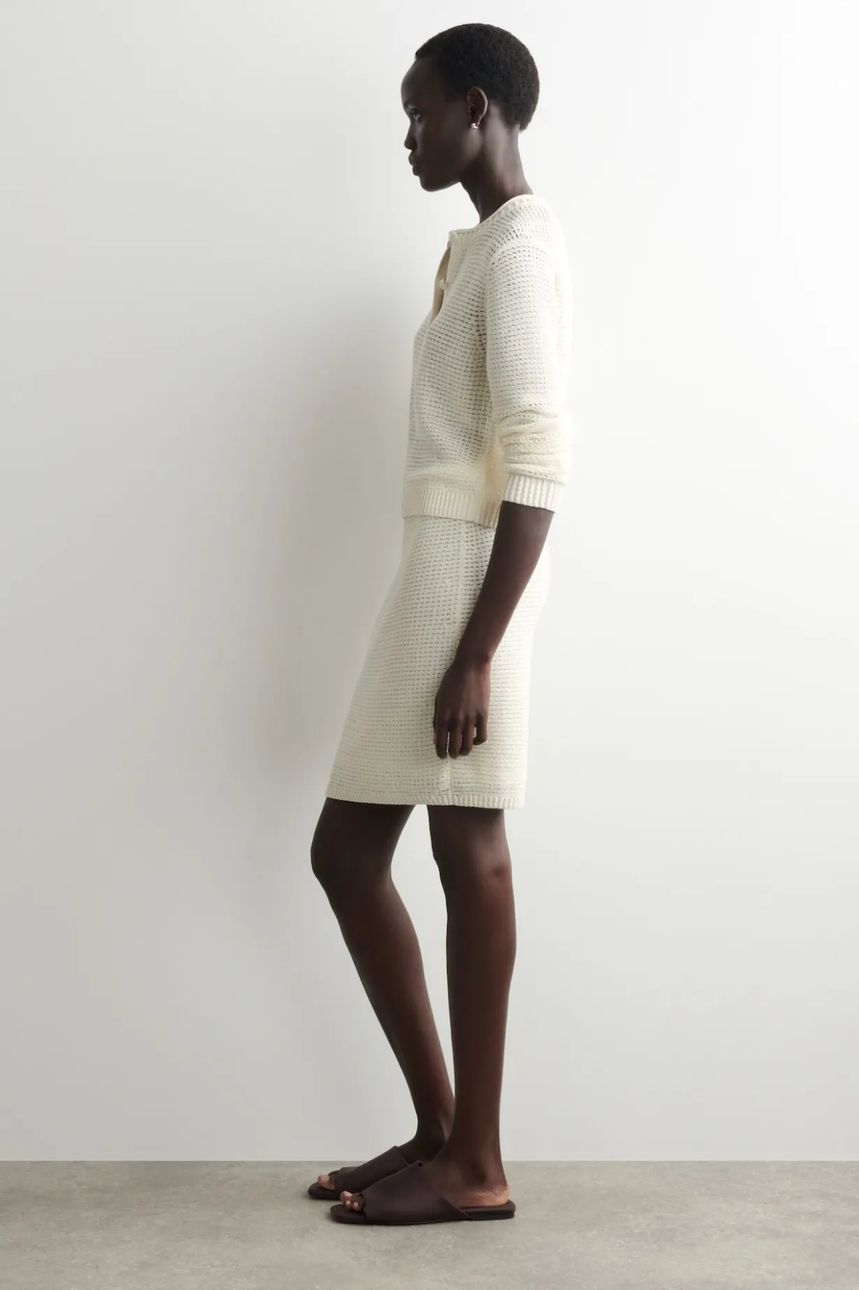 TEXTURED KNITTED COTTON MINI SKIRT
