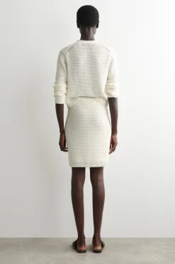 TEXTURED KNITTED COTTON MINI SKIRT