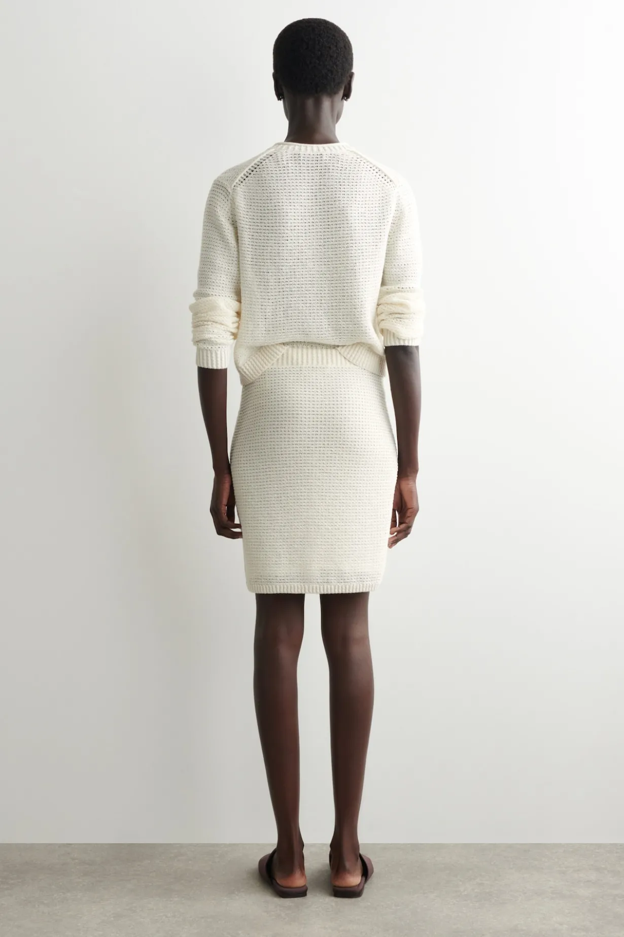 TEXTURED KNITTED COTTON MINI SKIRT
