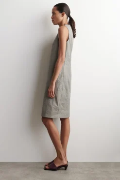 TEXTURED-LEATHER SHIFT DRESS