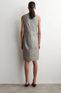 TEXTURED-LEATHER SHIFT DRESS
