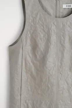 TEXTURED-LEATHER SHIFT DRESS