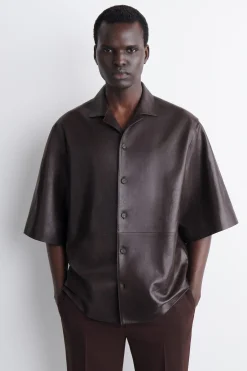 TEXTURED-LEATHER SHIRT