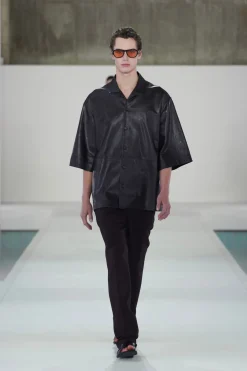 TEXTURED-LEATHER SHIRT