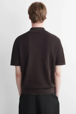 TEXTURED-PANEL COTTON POLO SHIRT