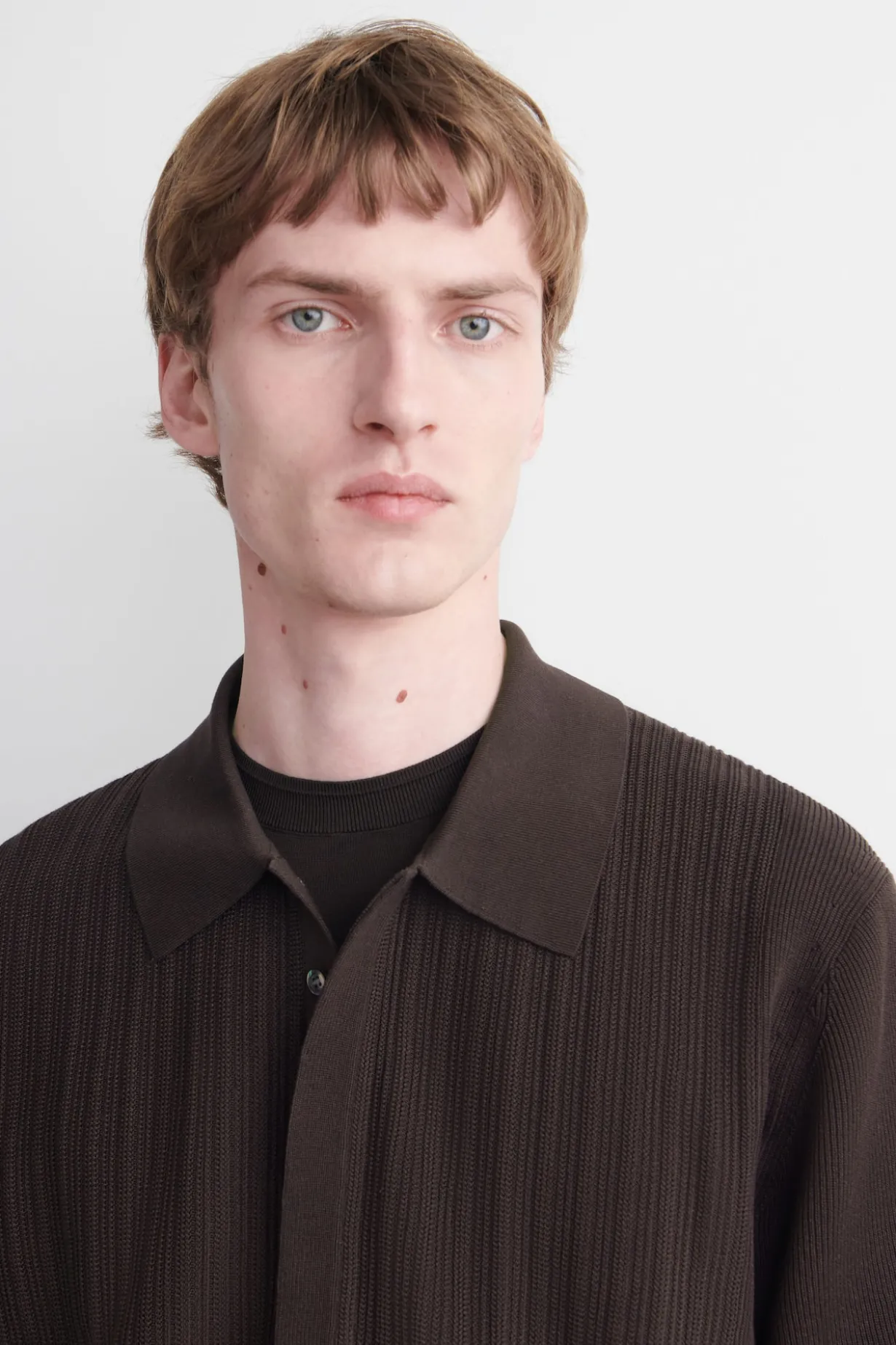 TEXTURED-PANEL COTTON POLO SHIRT