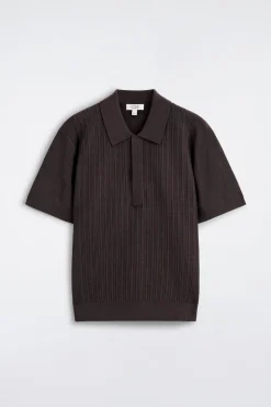 TEXTURED-PANEL COTTON POLO SHIRT