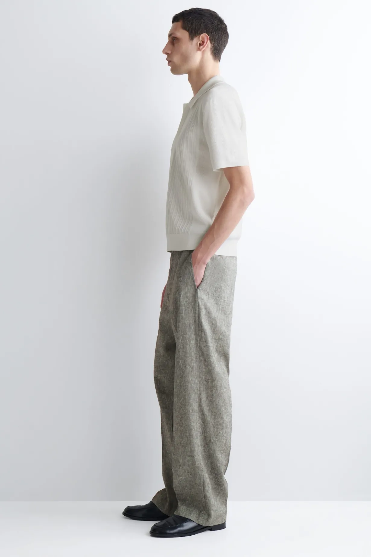 TEXTURED-PANEL COTTON POLO SHIRT