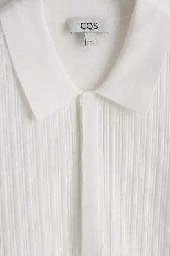 TEXTURED-PANEL COTTON POLO SHIRT