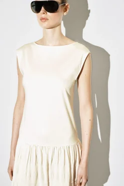 TIERED GATHERED MIDI DRESS