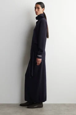 TIE-WAIST MERINO WOOL MIDI SKIRT