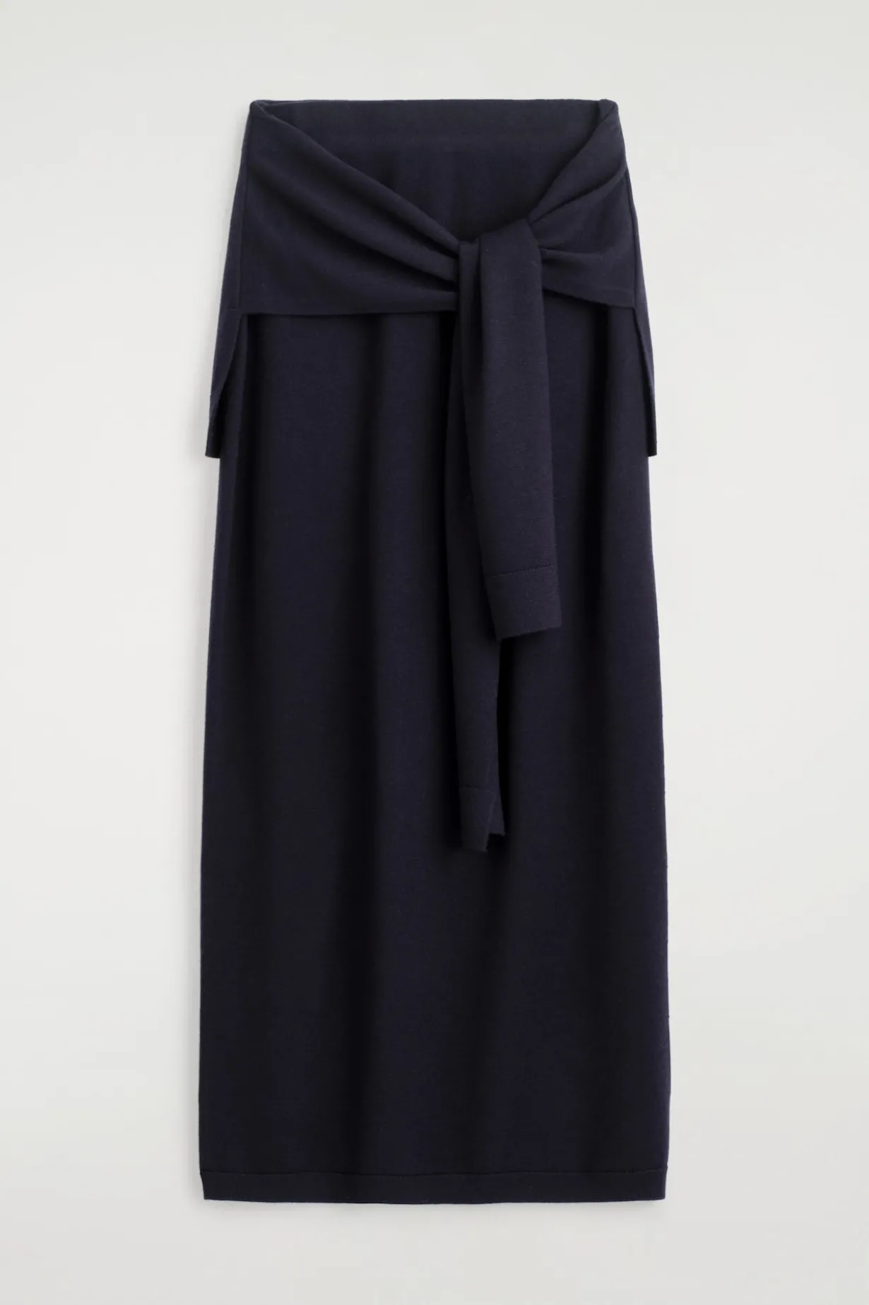 TIE-WAIST MERINO WOOL MIDI SKIRT