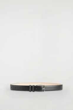 TOPSTITCHED LEATHER BELT