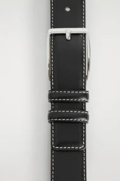 TOPSTITCHED LEATHER BELT
