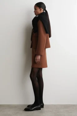 TOPSTITCHED WOOL MINI SKIRT