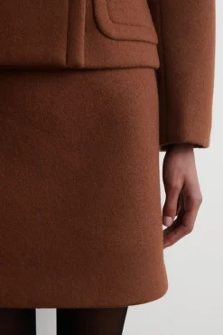 TOPSTITCHED WOOL MINI SKIRT