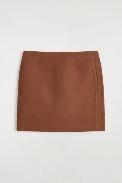TOPSTITCHED WOOL MINI SKIRT