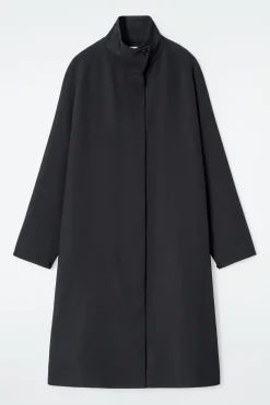 TRAPEZE WOOL-BLEND LONG COAT