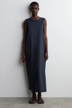 TWIST-BACK COTTON MIDI DRESS