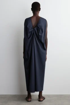 TWIST-BACK COTTON MIDI DRESS