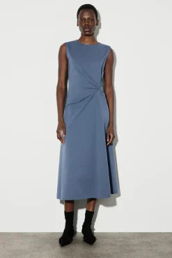 TWIST-DETAIL JERSEY MIDI DRESS