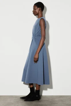 TWIST-DETAIL JERSEY MIDI DRESS