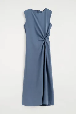 TWIST-DETAIL JERSEY MIDI DRESS