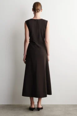 TWIST-DETAIL JERSEY MIDI DRESS