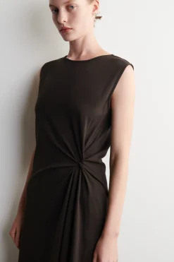 TWIST-DETAIL JERSEY MIDI DRESS