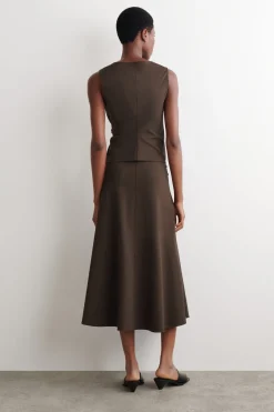 TWIST-DETAIL JERSEY MIDI SKIRT