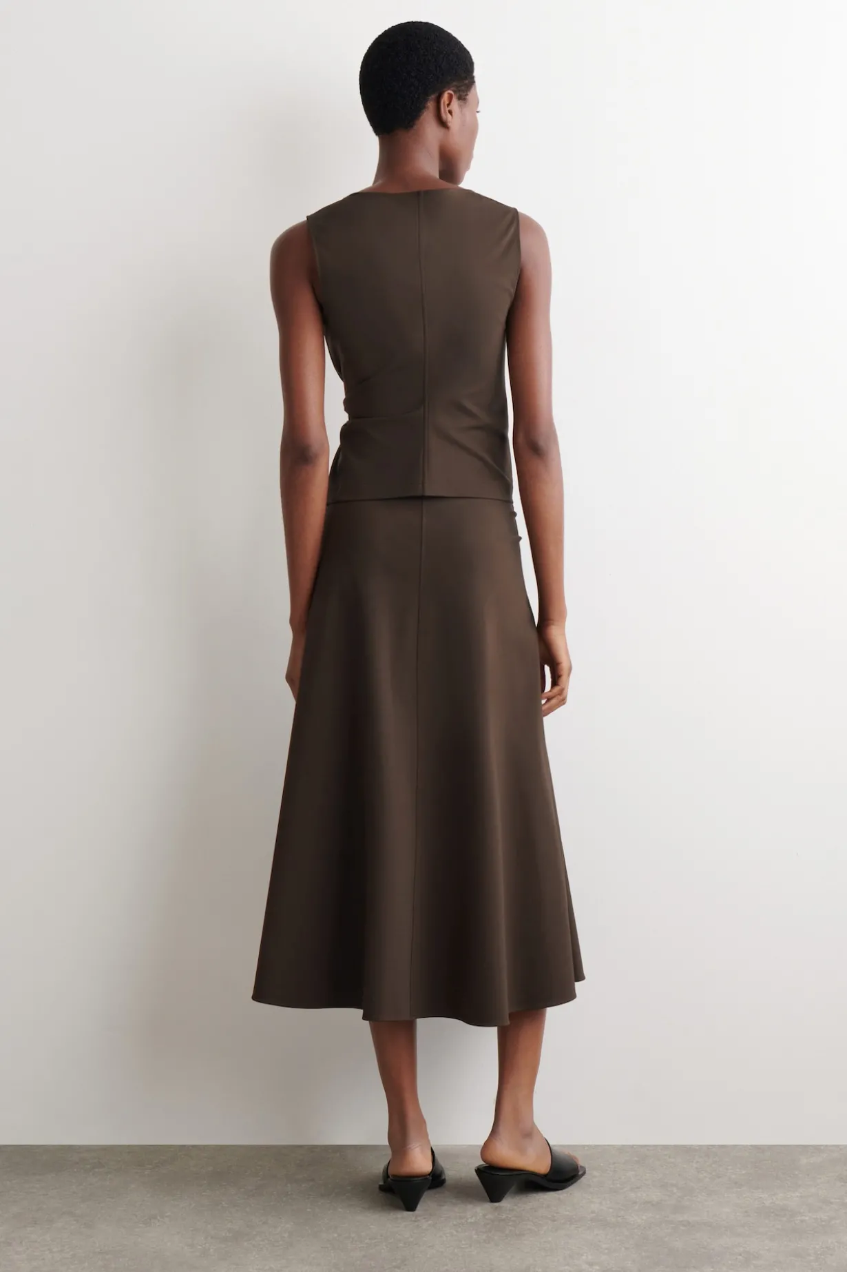TWIST-DETAIL JERSEY MIDI SKIRT