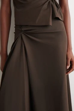TWIST-DETAIL JERSEY MIDI SKIRT