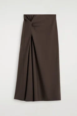 TWIST-DETAIL JERSEY MIDI SKIRT