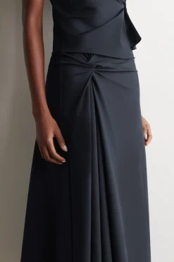 TWIST-DETAIL JERSEY MIDI SKIRT