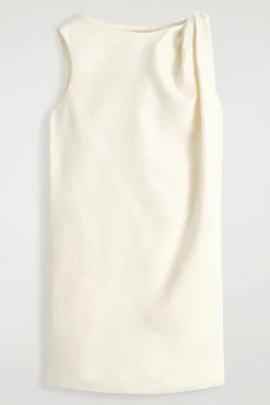 TWIST-DETAIL LINEN MINI DRESS
