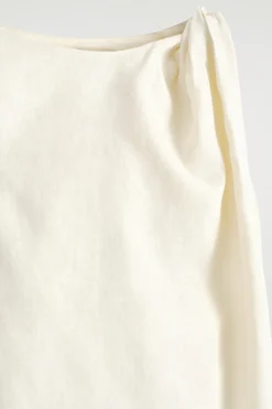 TWIST-DETAIL LINEN MINI DRESS