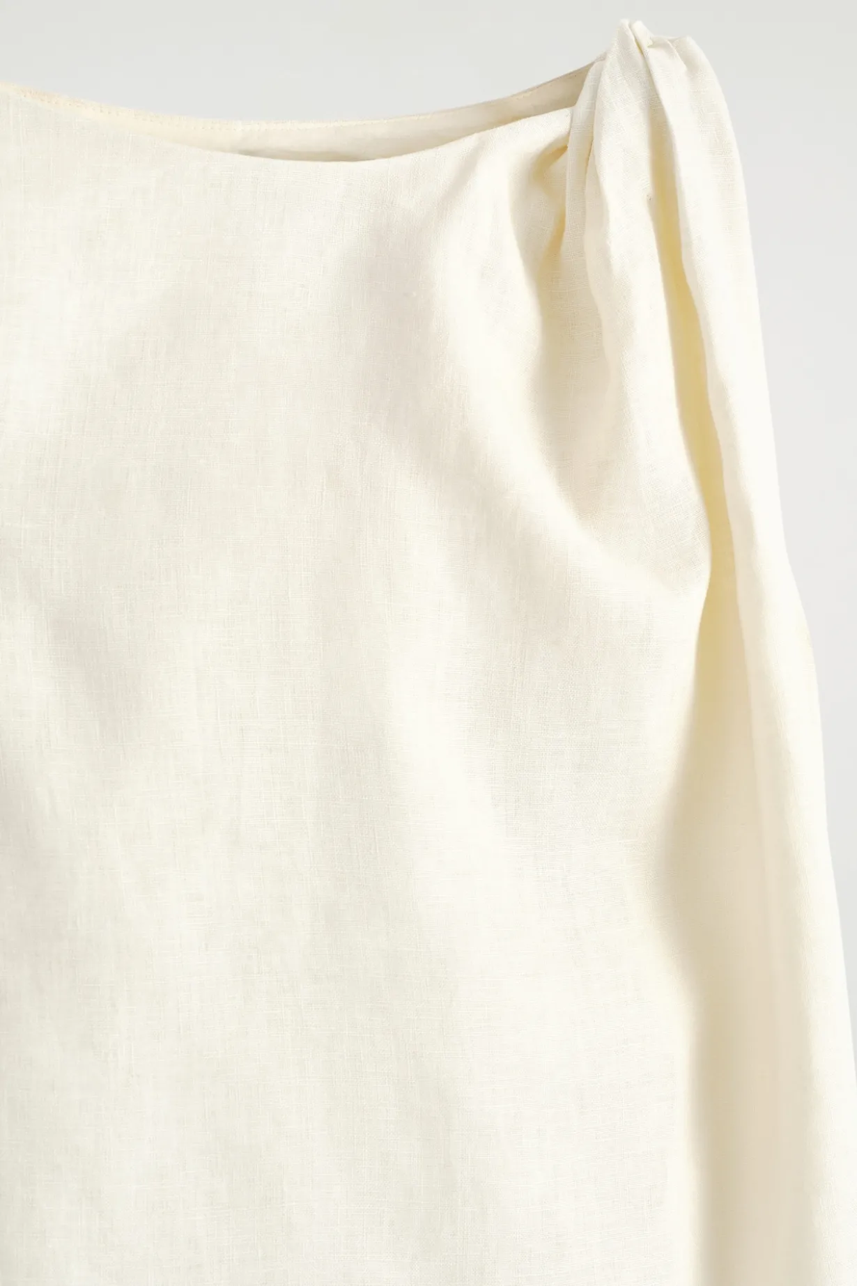 TWIST-DETAIL LINEN MINI DRESS
