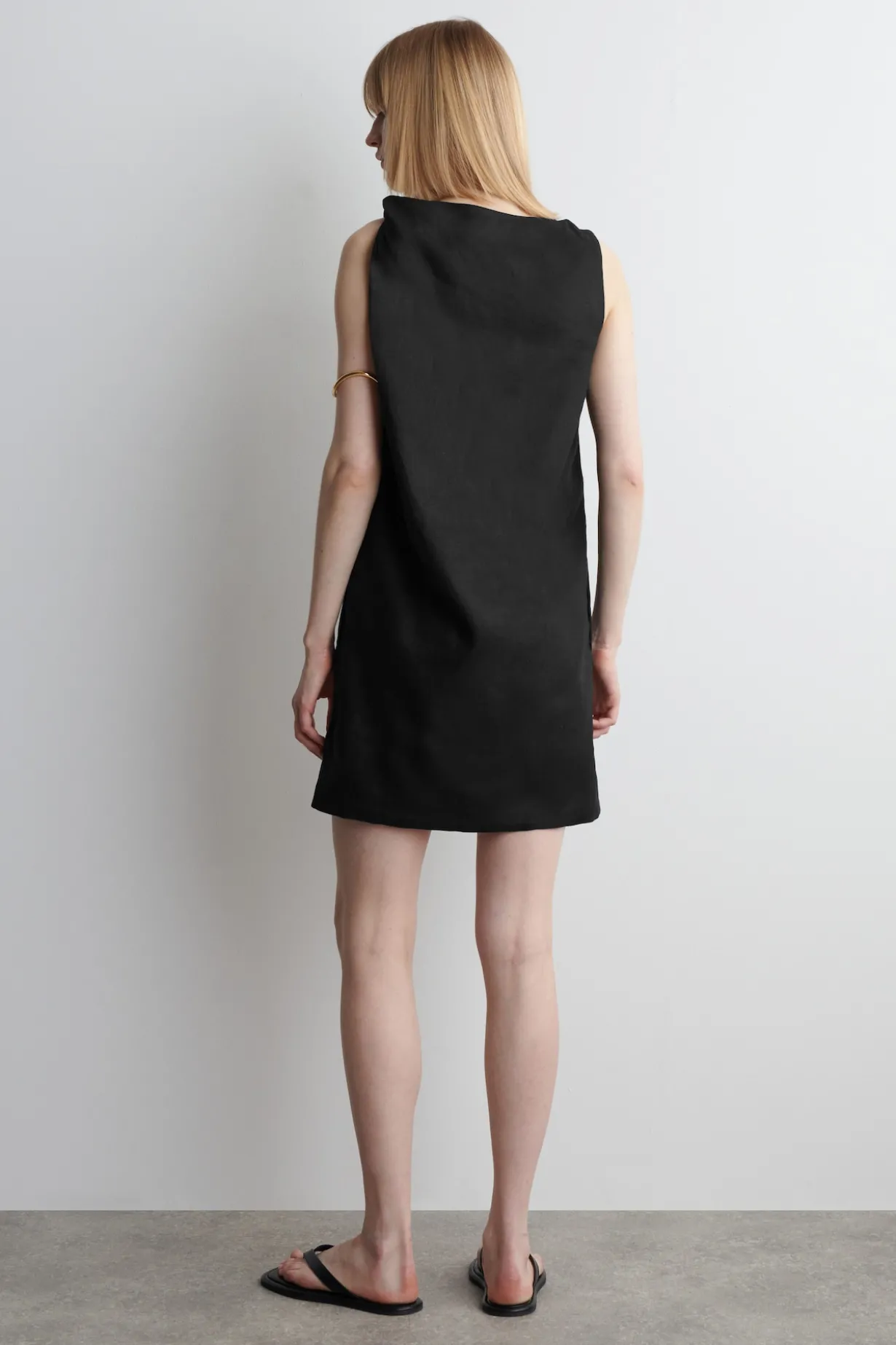 TWIST-DETAIL LINEN MINI DRESS