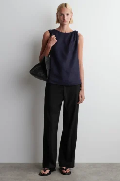 TWISTED-DETAIL LINEN TOP