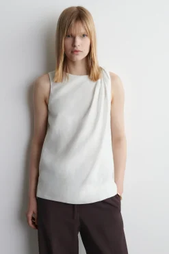 TWISTED-DETAIL LINEN TOP