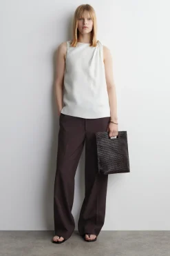 TWISTED-DETAIL LINEN TOP
