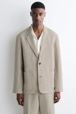 UNSTRUCTURED LINEN-BLEND BLAZER
