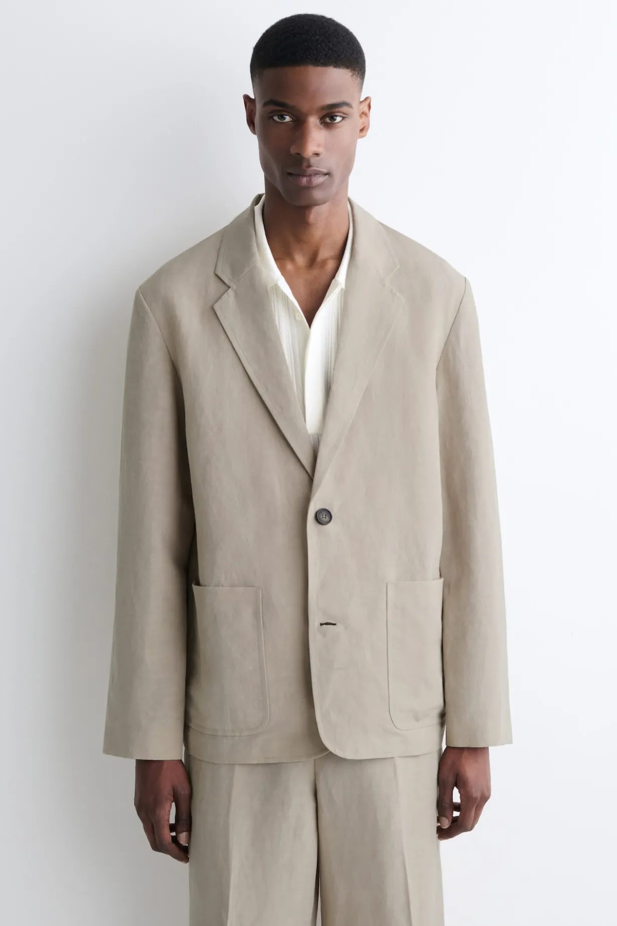 UNSTRUCTURED LINEN-BLEND BLAZER