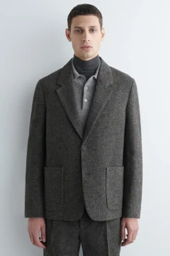 UNSTRUCTURED WOOL-HERRINGBONE BLAZER