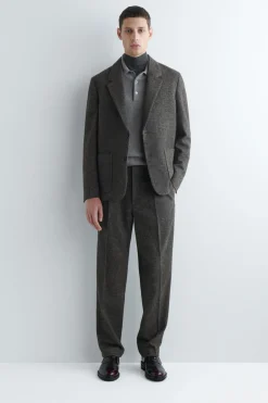 UNSTRUCTURED WOOL-HERRINGBONE BLAZER