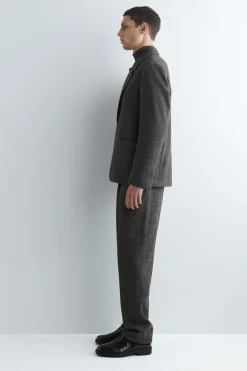 UNSTRUCTURED WOOL-HERRINGBONE BLAZER