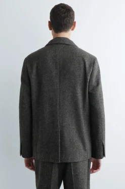 UNSTRUCTURED WOOL-HERRINGBONE BLAZER
